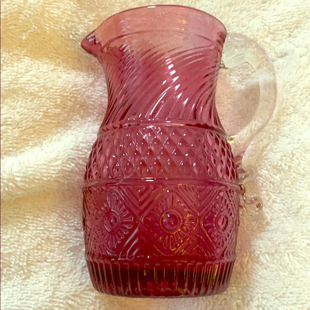 Fine quality vintage cranberry glass small pitcher